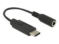 Audio adaptér - USB-C (M) do mini-phone stereo 3.5 mm (F) - USB 2.0 - 14 cm - černá