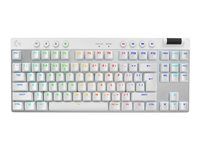 Klávesnice - hraní - podsvícení - bezdrátový - 2.4 GHz, Bluetooth - QWERTY - US mezinárodní - klávesový spínač: Tactile - bílá
