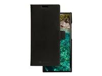 Pouzdro s klopou pro mobilní telefon - písmové hnědé úplety z udržitelné kůže - černá - pro Samsung Galaxy S23 Ultra