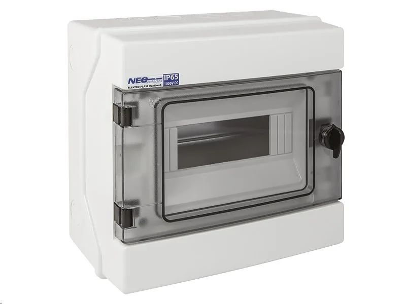 Rozvádzač RH-8 NEO pre fotovoltaiku plast. / IP65 / 1000V DC / 500V AC / 1x8 nástenný / prehľadné dvere