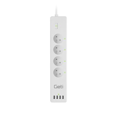 Prodlužovací přívod Smart GETI GSS04, 4 zásuvky, 4x USB, Tuya