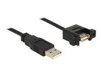 Prodlužovací šňůra USB - USB (M) do USB (F) montáž na panel - USB 2.0 - 50 cm - černá