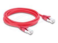 Delock - Patch kabel - RJ-45 (M) do RJ-45 (M) - 2 m - 6 mm - S/FTP - CAT 6a - neobsahuje halogen, lisovaný, provedení bez hrbolku - cervená