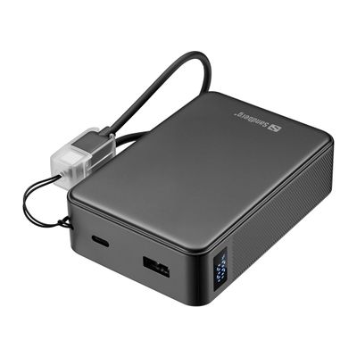 Sandberg Nano Powerbank 20000 mAh PD20W, kompaktní powerbanka s USB-C kabelem, černá