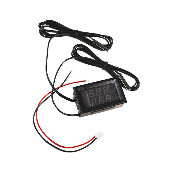 Digitální teploměr mini DC 4V-28V s dvojitým displejem a kovovým snímačem teploty NTC