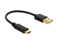 USB adaptér - USB (M) do USB-C (M) - 3 A - 15 cm - černá