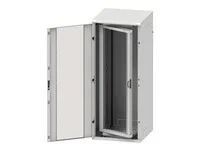 19'' stojanový rozvaděč 27U/600x600mm prosklené dveře IP20 nosnost 1200kg/1500kg světle šedý RAL7035