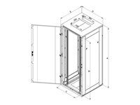 RMA-22-A88-CAX-A1 - 19" stojanový rozvaděč 22U/800x800mm prosklené dveře, IP20 nosnost 800kg světle šedý RAL7035