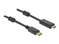 Kabel adaptéru - DisplayPort s piny (male) zamykací do HDMI s piny (male) - 5 m - trojnásobně stíněný - černá - podporuje 4K, aktivní