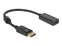 Video adaptér - DisplayPort s piny (male) s jazýčkem do HDMI se zdířkami (female) - 20 cm - černá - pasivní, podpora 4K30Hz