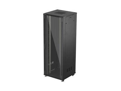 19" Volně stojící racková skříň 47U 800X800 černé skleněné dveře lanberg (ploché balení)