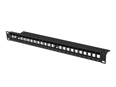 Lanberg patch panel blank 24 portů 1U pro moduly keystone černý