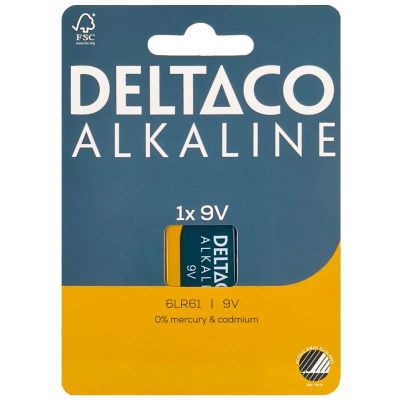 DELTACO ALKALINE, Batéria alkalická 9V 6LR61, 1ks