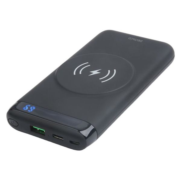 DELTACO PB-Q1003, Qi Powerbank 10000mAh, černá