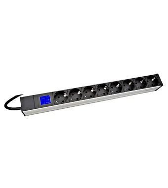 PDU IT METER, integr.merení, 8x Schuko,Al ,19", 1U, RAL 7035
