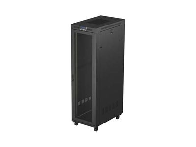 19" Volně stojící racková skříň 42u/600x1000 (flat pack) se síťovými dveřmi lcd černá lanberg V2