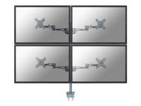 Montážní sada - plný pohyb - pro 4 LCD displeje - stříbrná - velikost obrazovky: 10"-27" - upevnění svorkou, upevnitelné na stůl
