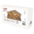 LED vianočný betlehem drevený, 19 cm, 3x AA, vnútorný, teplá biela, časovač