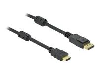 Kabel adaptéru - DisplayPort s piny (male) zamykací do HDMI s piny (male) - 10 m - trojnásobně stíněný - černá - pasivní