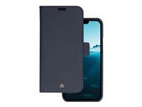 Pouzdro s klopou pro mobilní telefon - písmové hnědé úplety z udržitelné kůže - modrá pacifik - pro Apple iPhone 14 Plus