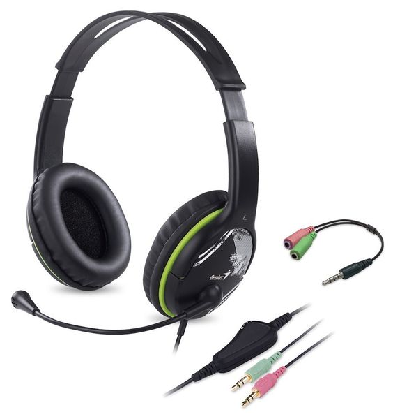 Sluchátka s mik. GENIUS HS-400A green + redukce