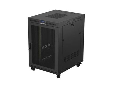 19" Volně stojící racková skříň 22u/800x1000 (flat pack) se síťovými dveřmi lcd černá lanberg V2
