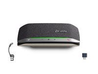 HP Poly Sync 20+ - Chytrý telefon - Bluetooth - kabelové, bezdrátový - USB-A - stríbrná, cerná - certifikováno pro Microsoft Teams, certifikováno pro Zoom