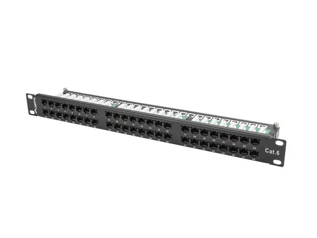 Lanberg patch panel 48 portů 1U 19" CAT.6 utp černý