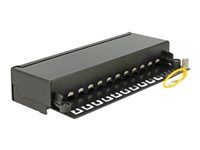 Propojovací panel - CAT 6 - RJ-45 X 12 - hluboce černá, RAL 9005