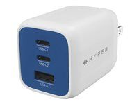 Targus HyperJuice Flex - Sítový adaptér - GaN - 65 watt - 3 výstupní konektory (2 x USB-C, USB) - snorkel blue