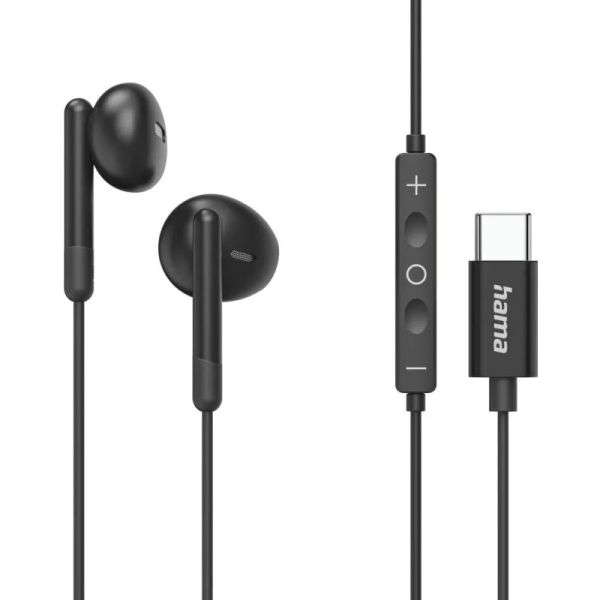 HAMA "Classy", Slúchadlá do uší USB-C, čierne