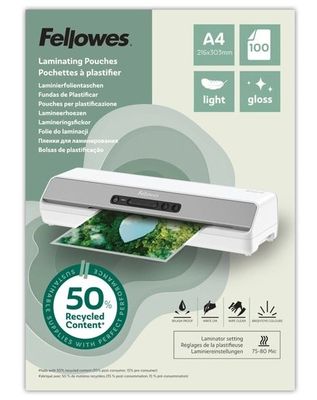 Laminovacia fólia Fellowes A3 80 mic z recyklovaného materiálu (50%), lesklé