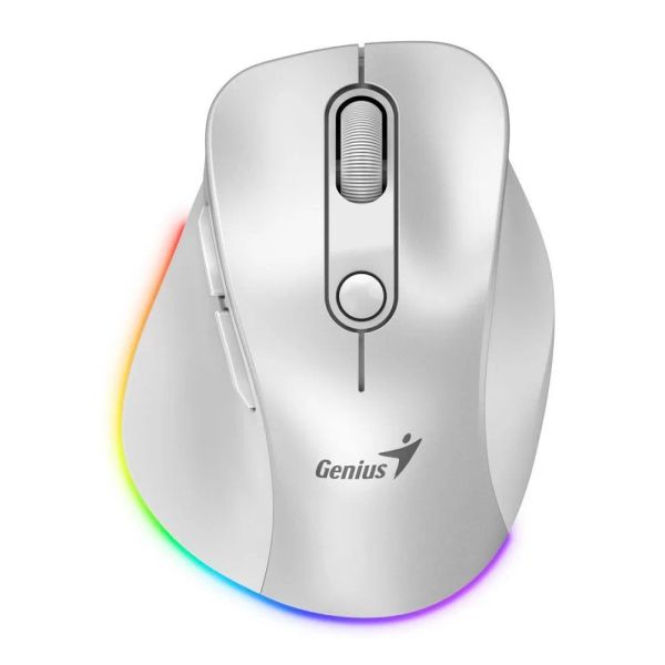Genius Ergo 9000S Pro/Ergonomická/Optická/Pro praváky/2 400 DPI/USB+BT/Bílá