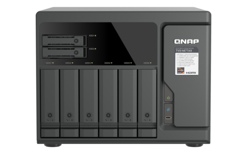 QNAP TVS-h877AX-R5-16G (AMD Ryzen 5, 16GB DDR5 RAM, 6x 3,5"+ 4x 2,5", 3x PCIe, 2x 2,5GbE, 2x 10GbE)