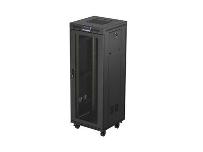 19" Volně stojící racková skříň 32U 600X600 černá lcd s perforovanými dveřmi lanberg (ploché balení)