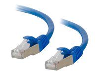 Patch kabel - RJ-45 (M) do RJ-45 (M) - 30 cm - STP - CAT 6a - lisovaný, provedení bez hrbolků, licna - modrá