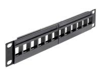 Propojovací panel - černá - 1U - 10" - 12 portů