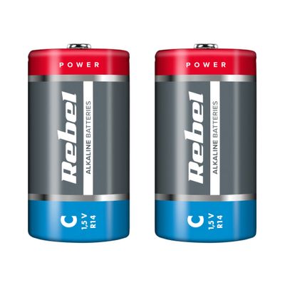 Baterie C (R14) alkalická REBEL Alkaline 2ks / shrink BAT0063