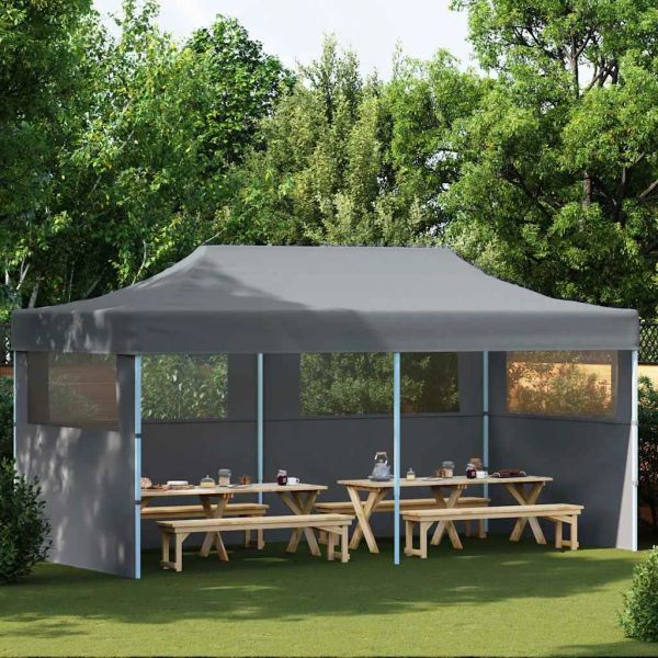 vidaXL Skladací párty stan s bočnými stenami 3x6 m antracitový