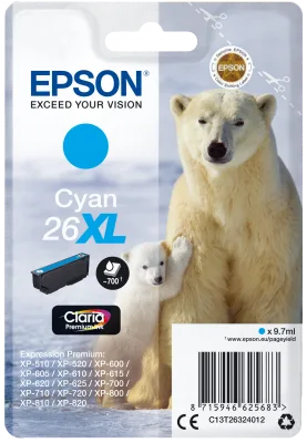 Epson Singlepack Cyan 26XL Claria Premium Ink