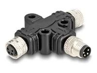 M8 T-Splitter A-coded 4 pin 1 x male to