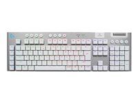 Klávesnice - technologie LIGHTSPEED - podsvícení - bezdrátový - Bluetooth 5.0, 2.4 GHz, USB - QWERTY - US mezinárodní - klávesový spínač: GL Tactile - bílá