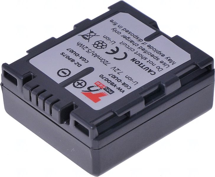 Baterie T6 Power pro Panasonic VW-VBD070, CGA-DU07, CGR-DU07, Hitachi DZ-BP07S, 720mAh, 5,2Wh