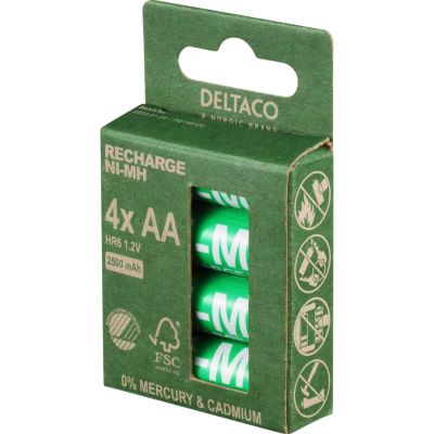 DELTACO RECHARGE, Baterie NiMH AA, HR6 4ks