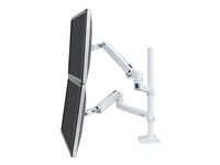 Montážní sada (duální stohovací rameno, vysoký sloupek) - pro 2 LCD displeje - hliník - bílá - velikost obrazovky: up to 40" - upevnitelné na stůl