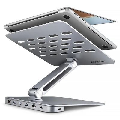 AXAGON HMC-STND, stojan pro 10"-17" notebooky, USB 5Gbps hub, 3x USB-A, HDMI 4k/60Hz, RJ-45, PD 100W