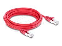 Delock - Patch kabel - RJ-45 (M) do RJ-45 (M) - 3 m - 6 mm - S/FTP - CAT 6a - neobsahuje halogen, lisovaný, provedení bez hrbolku - cervená