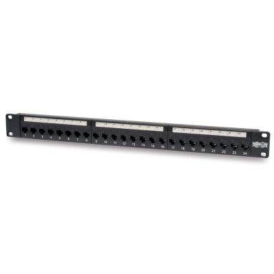 Patch panel průchozí pro montáž do racku 1U, 24x Cat6/Cat5, RJ45 Ethernet