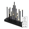 LED svícen černý, 27,5 cm, 3x AA, vnitřní, teplá bílá, časovač