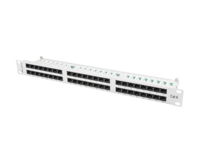 Patch panel 48 portů 1U 19" CAT.6 utp šedý lanberg